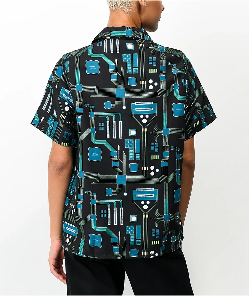 Vitriol Ziggy Circuit Board Short Sleeve Button Up Shirt