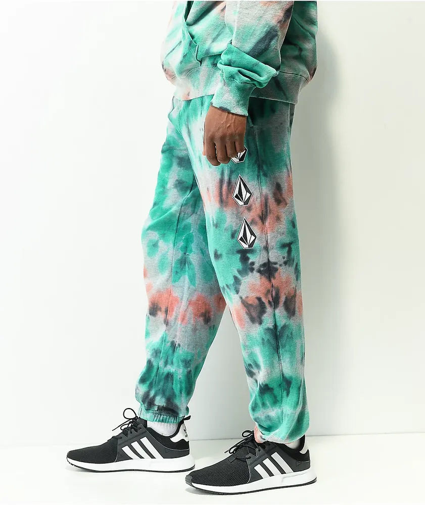 Volcom Iconic Stone Teal Tie Dye Fleece Sweatpants