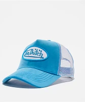 Von Dutch Blue & White Velvet Trucker Hat