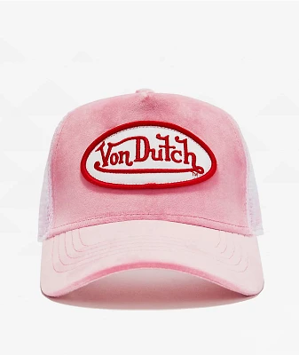 Von Dutch Crush Velvet Pink Trucker Hat