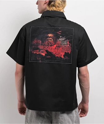 Welcome Fallen Angel Black Zip Work Shirt