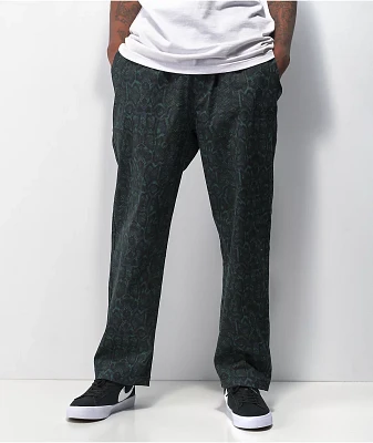 Welcome Fauna Green & Black Elastic Waist Pants