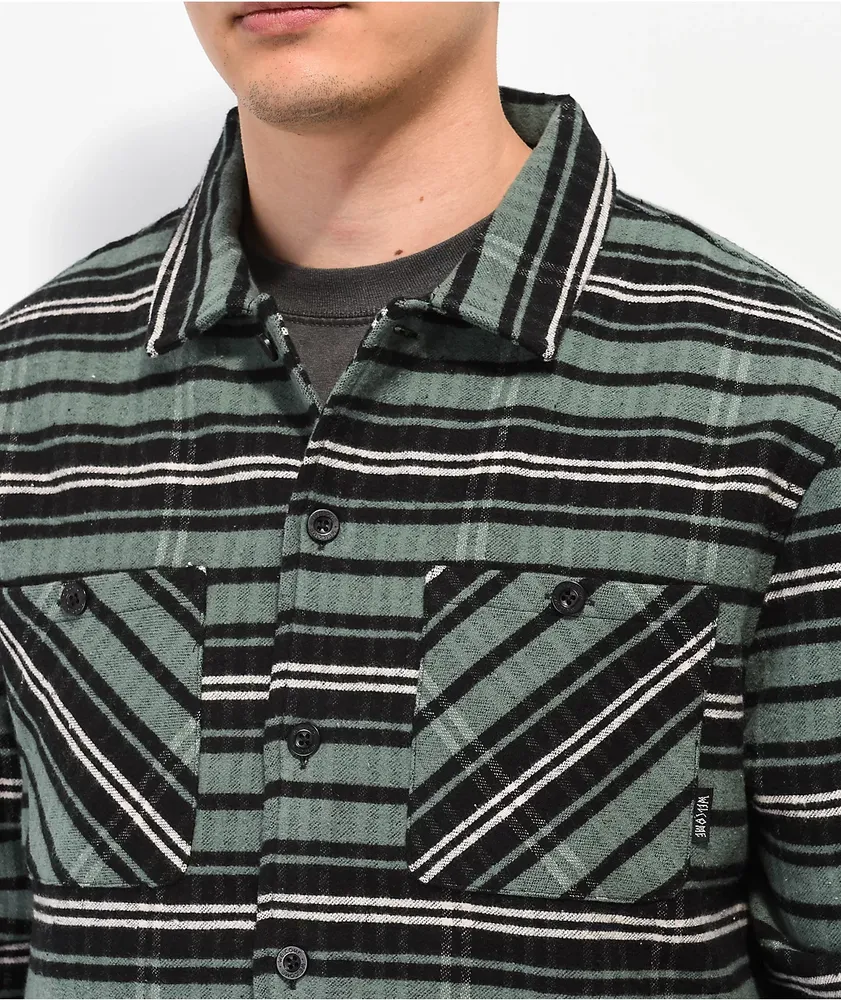 Welcome Nimbus Dark Green Plaid Flannel Shirt