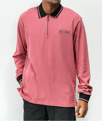 Welcome Parliament Mauve Long Sleeve Polo Shirt
