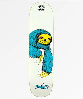 Welcome Sloth On Bunyip White, Blue & Yellow 8.0" Skateboard Deck