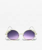 XL Pearl Gold & Purple Round Sunglasses
