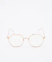 Zeb Gold & Clear Hexagon Sunglasses