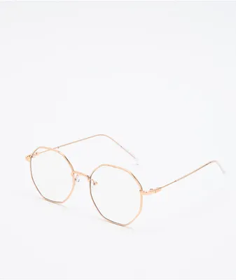 Zeb Gold & Clear Hexagon Sunglasses