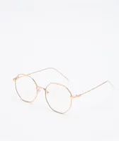 Zeb Gold & Clear Hexagon Sunglasses