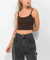 Zine Baby Rib Brown Crop Tank Top