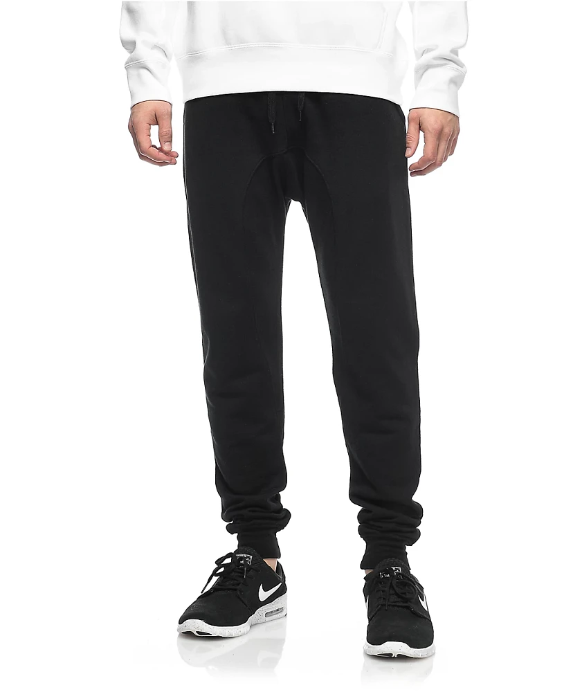 Zine Cover Black Solid Knit Jogger Pants
