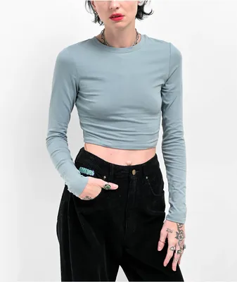 Zine Havanna Lead Buckle Long Sleeve Crop T-Shirt