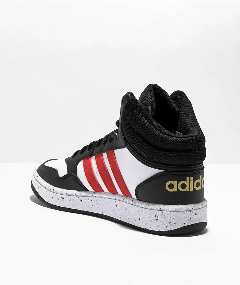 adidas Kids Hoops Mid 3.0 White, Vivid Red & Black Shoes