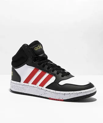 adidas Kids Hoops Mid 3.0 White, Vivid Red & Black Shoes