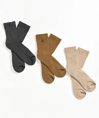 adidas Originals Trefoil 3 Pack Brown, Beige & Grey Mid Crew Socks