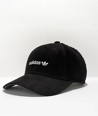 adidas Originals Trefoil Precurve Plus Black Corduroy Snapback Hat