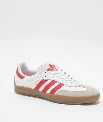 adidas Puig Samba Cloud White, Better Scarlet, & Gum Skate Shoes