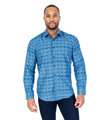Paisley Print "Satorial" Shirt - Royal Blue
