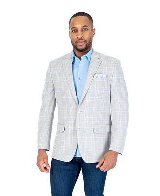 Large Check Blazer - Beige / Blue
