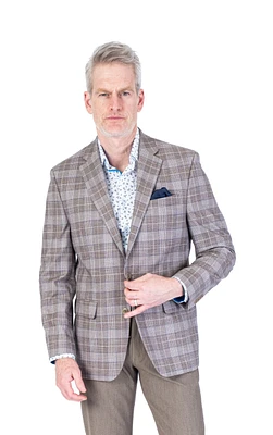 Plaid Blazer - Tan / Blue