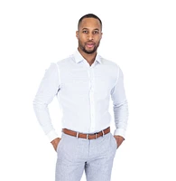 Long-Sleeve Linen / Cotton Sport Shirt - White
