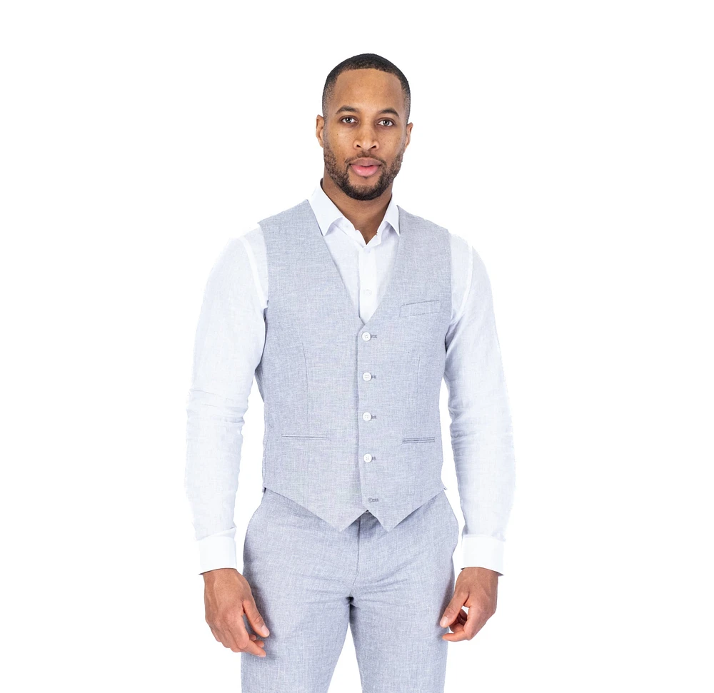 Linen Vest Separate - Light Grey