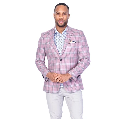 Window Pane Sports Jacket - Pink / Tan