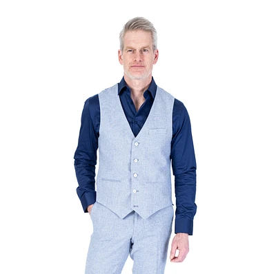 Linen Vest Separate - Blue