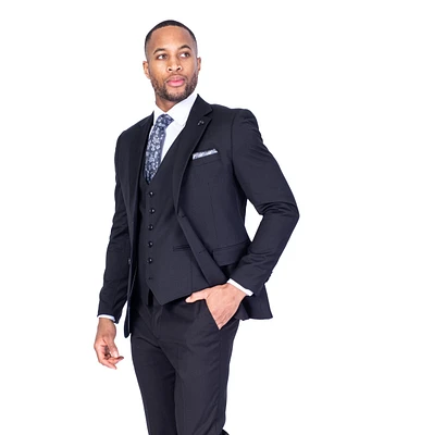 Modern Fit 3pc Solid Suit - Black