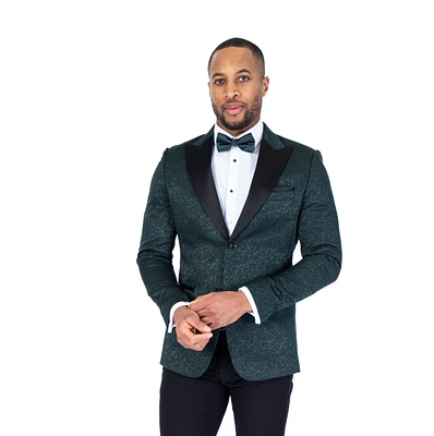 Tonal Paisley Tux w/ Solid Pant - Hunter Green