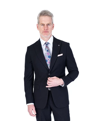 Modern Slim Fit Tonal Check Suit - Black