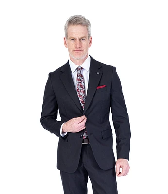 Modern Slim Fit Tonal Neat Suit - Black