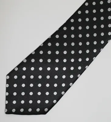 Poly/Silk Polka Dot Tie - Silver / Black