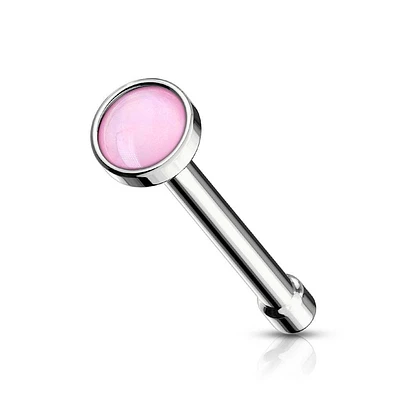 316L Surgical Steel 2mm Pink Stone Ball End Nose Pin