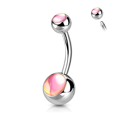 316L Surgical Steel Basic Iridescent Stone Belly Ring