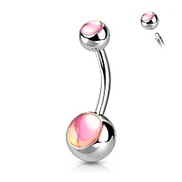 316L Surgical Steel Basic Iridescent Stone Belly Ring