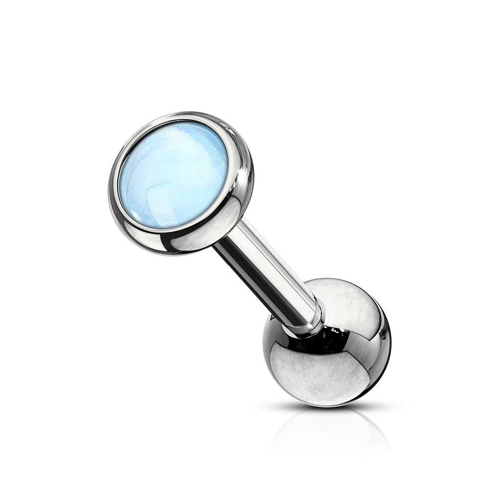 316L Surgical Steel Blue Stone Ball Back Cartilage Ring Barbell