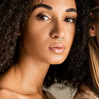 316L Surgical Steel Gold PVD White CZ Beaded Hinged Septum Clicker Hoop