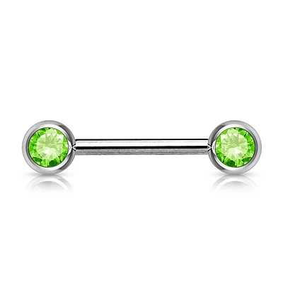 316L Surgical Steel CZ Ball Gem Nipple Ring Barbell