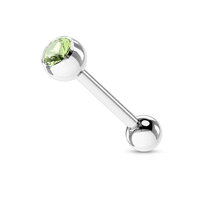 316L Surgical Steel Gem Straight Barbell Tongue Ring