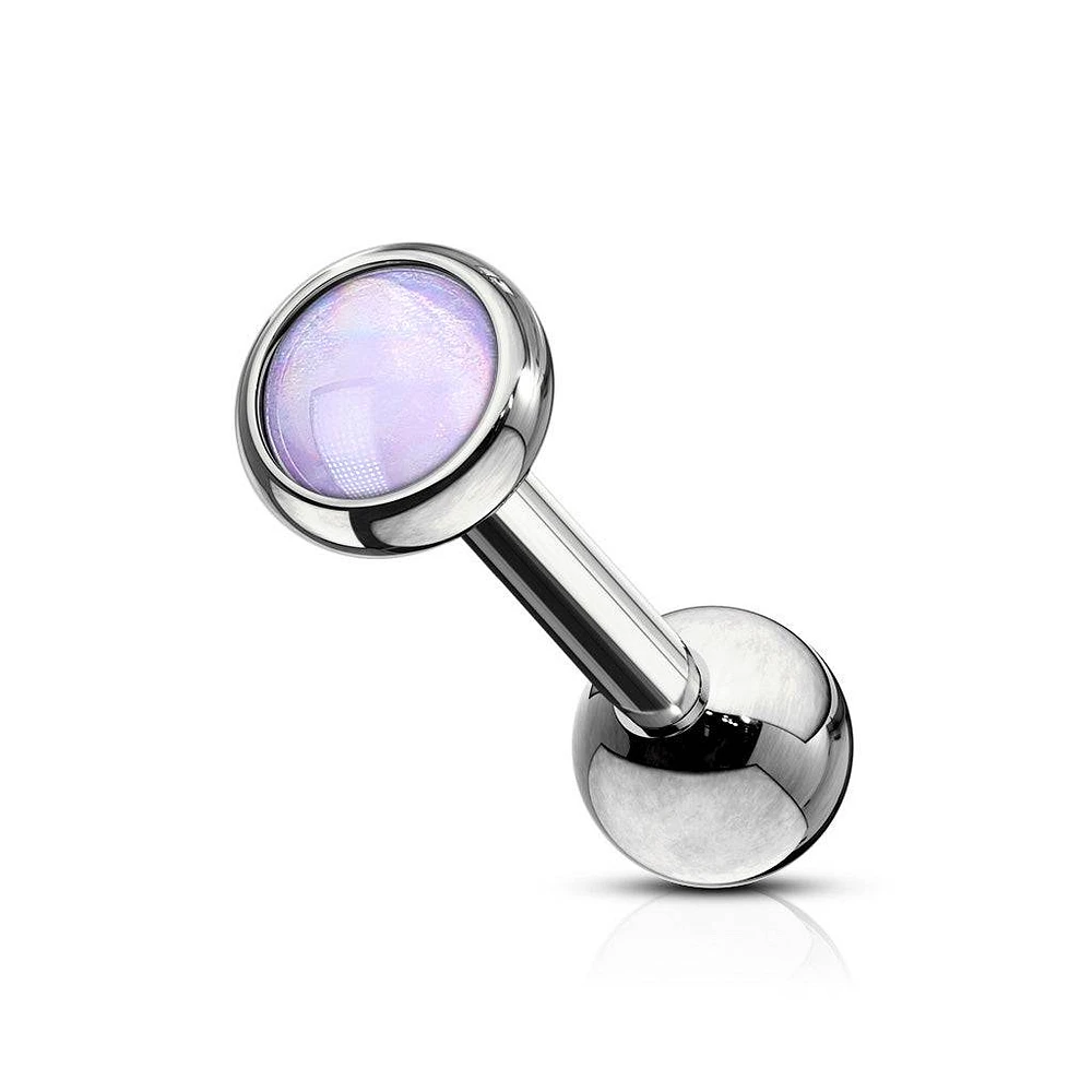 316L Surgical Steel Purple Stone Ball Back Cartilage Ring Barbell