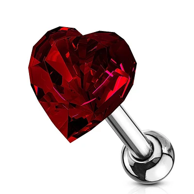 316L Surgical Steel Heart Crystal Helix Barbell