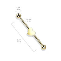 316L Surgical Steel Flat Fixed Heart Shape Industrial Barbell