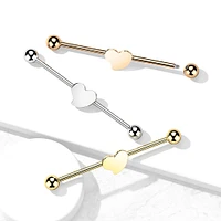 316L Surgical Steel Flat Fixed Heart Shape Industrial Barbell