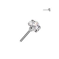 Implant Grade Titanium Threadless White CZ Heart Shaped Gem Push In Labret With Flat Back