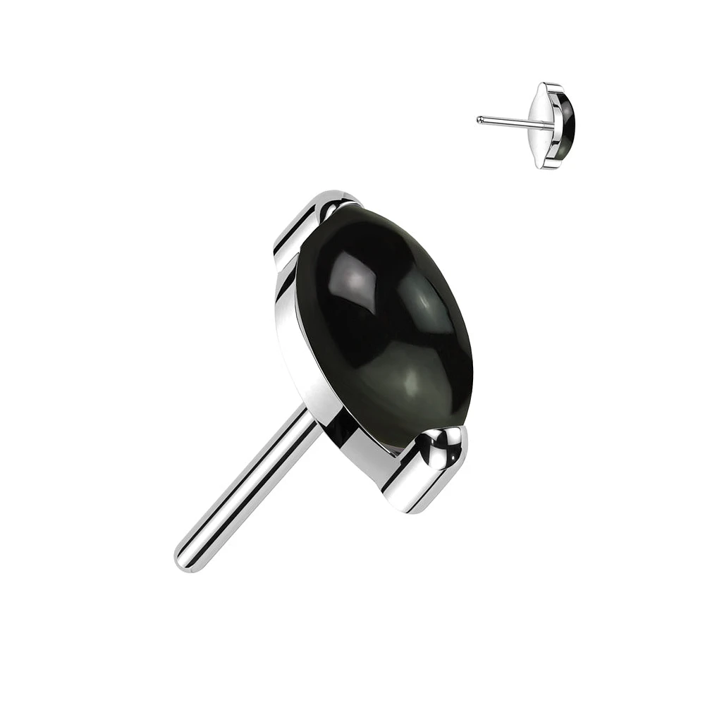 Implant Grade Titanium Marquise Black Onyx Threadless Push In Labret