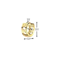 Pair of 316L Surgical Steel Gold PVD Cut Out Criss Cross Patterned Hinged Hoop Earrings