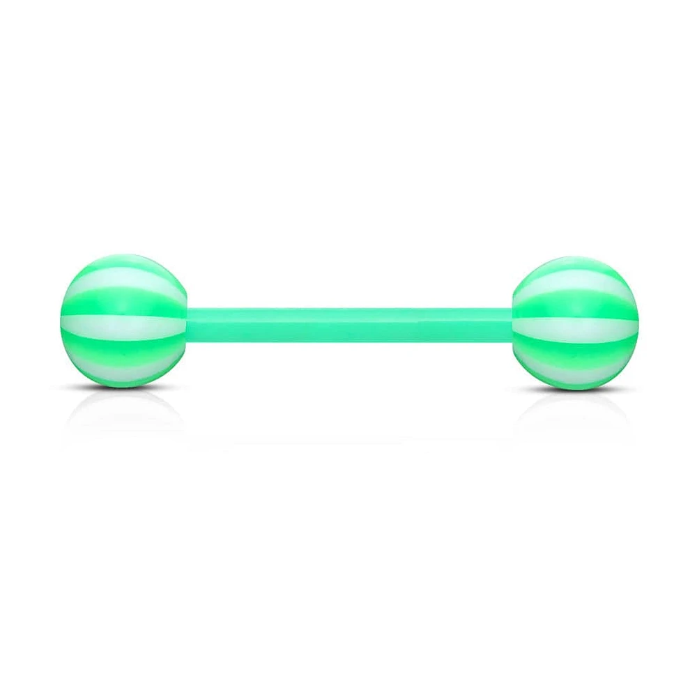 Acrylic Bio Flex Green Beach Ball Straight Barbell