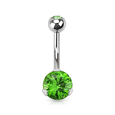 Classic CZ 8mm Gem Surgical Steel Belly Button Navel Ring