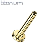 Implant Grade Titanium Gold PVD Triple Baguette White CZ Gem Threadless Push In Labret